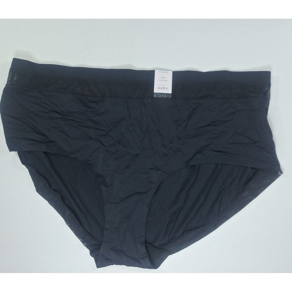 NWT 3 Pairs Womens Auden Black Brief Underwear Panties bonded edge Sz 4X (28-30)